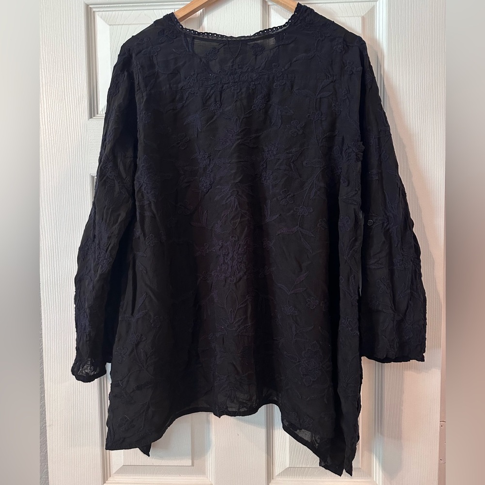 Johnny Was black long sleeve tunic - Picture 3 of 3